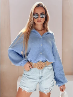 Dámská mušelínová košile oversize modrá model 21989198 - Dstreet