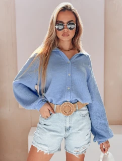Dámská mušelínová košile oversize modrá model 21989198 - Dstreet