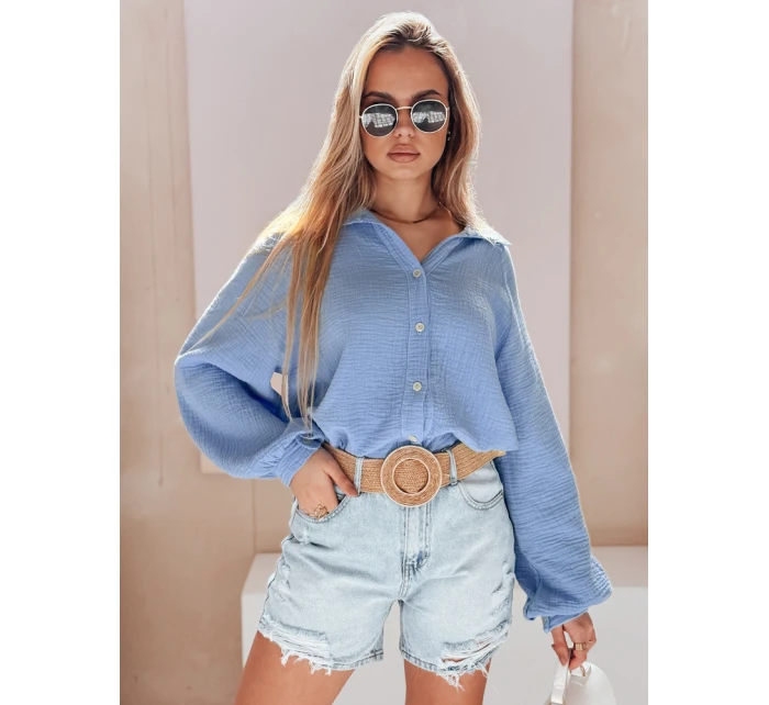 Dámská mušelínová košile oversize modrá model 21989198 - Dstreet