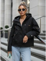 Dámska prechodná bunda s kapucňou a vreckami čierna FashionStreet TY5636