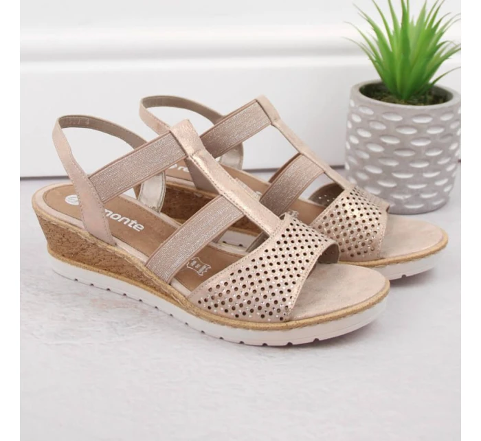 Pohodlné sandály na podpatku Remonte W model 19730112 rose gold - Rieker
