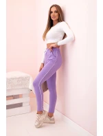 Dámské bavlněné cargo kalhoty s kapsami a řetízkem béžové