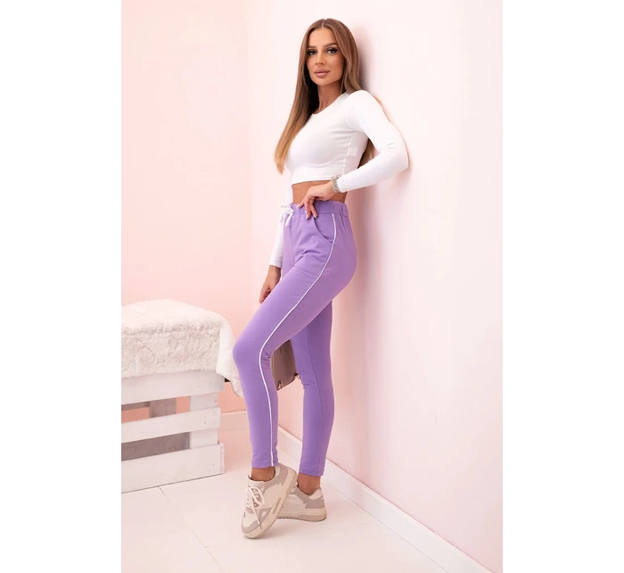 Dámské bavlněné cargo kalhoty s kapsami a řetízkem béžové