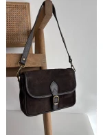 Dámska semišová kožená kabelka Norla - čokoládová