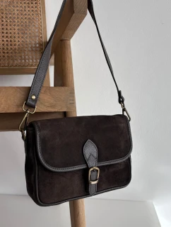 Dámska semišová kožená kabelka Norla - čokoládová