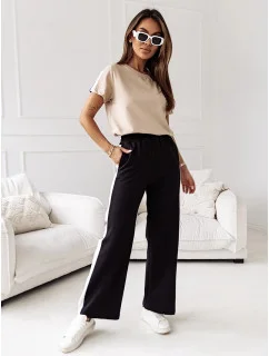 Dámska béžová športová súprava - tričko a tepláky oversize (VE89)