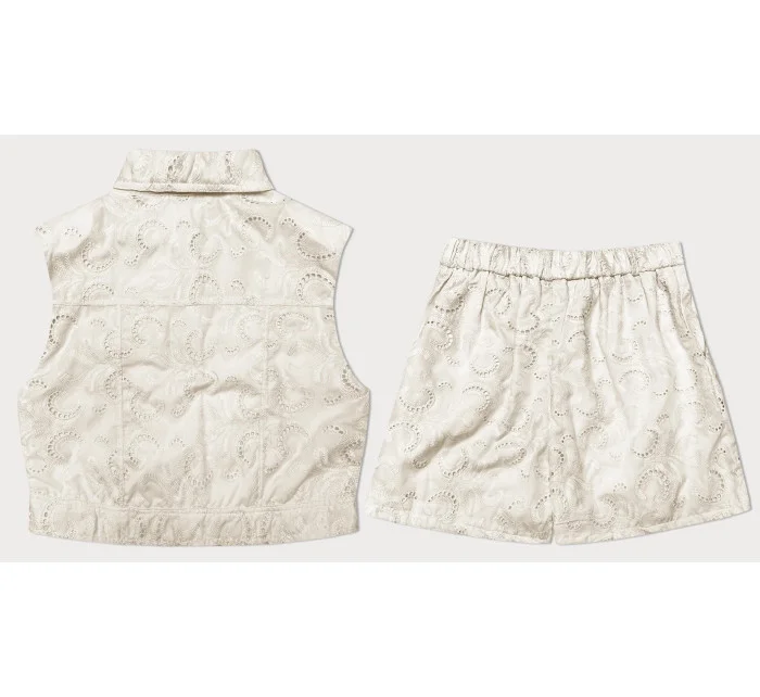 Béžový letní komplet vesta a krátké šortky model 20122850 - MADE IN ITALY Béžový letní komplet vesta a krátké šortky model 20122850 - MADE IN ITALY