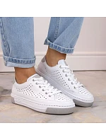 Rieker W RKR642 biele kožené ažurové topánky