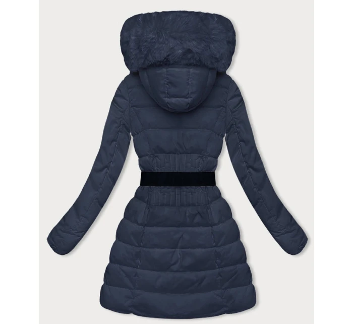 Tmavomodrá dámska zimná páperová bunda (2M-007)