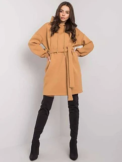 Teplákové oversize šaty ve velbloudí barvě s páskem model 19584512 - Factory Price
