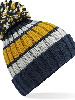 Beechfield B 392 Pletená čiapka s pruhmi „Hygge“ 53.0392 dijon blue