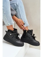Wysokie Sneakersy Z Saszetką Na Platformie Czarne Saramis