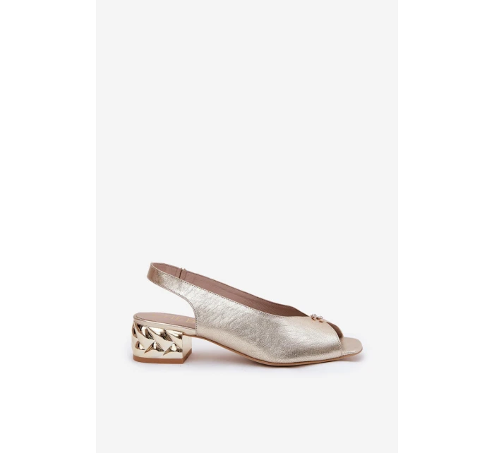 Kožené elegantní dámské sandály model 21691879 zlaté - CheBello