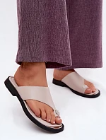 Dámske kožené žabky Vinceza Beige