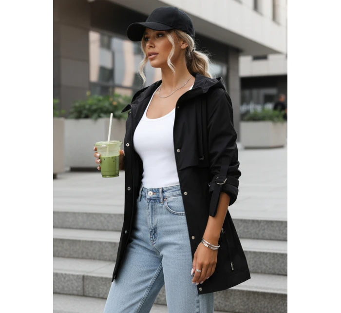 Parka damska przejściowa z kapturem czarna model 22025135 - FashionStreet