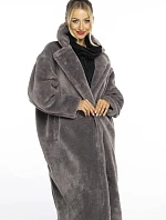 Dámsky nadrozmerný plyšový kabát Ann Gissy Grey (AG1-J9172)