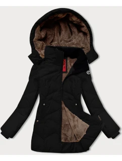 Čierna dámska zimná bunda s odnímateľnou kapucňou LHD (LHD-24577)