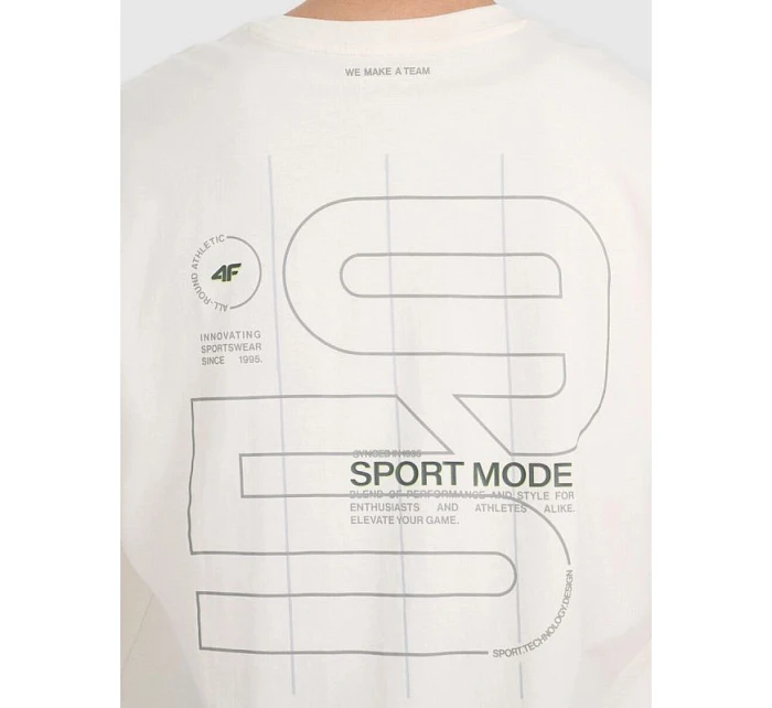 Pánske tričko oversize s potlačou 4F 4FRAW25TTSHM3220-11S