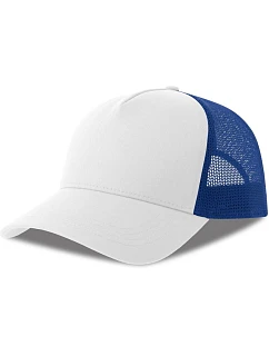 Atlantis Headwear Rapper Cotton-S 5-panelová truckerová čiapka 33.0260 biela/kráľovská modrá