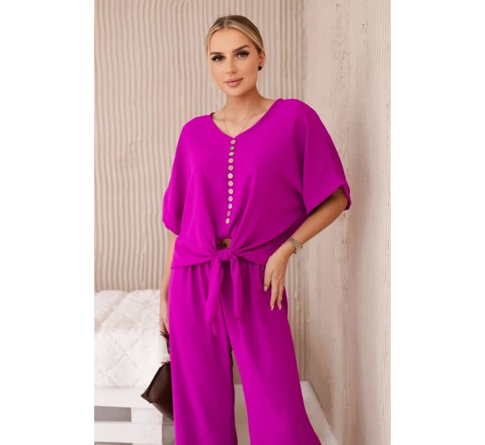 Souprava halenky a kalhot tmavě fialová Souprava halenky a kalhot tmavě fialová