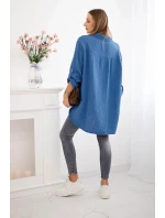 Bavlnená mušelínová košeľa Plus Size Dark Denim Bavlnená mušelínová košeľa Plus Size Dark Denim