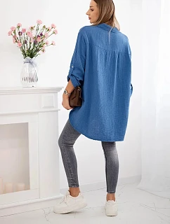 Bavlněná mušelínová košile Plus Size model 21946879 denim - K-Fashion