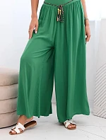 Dámske viskózové nohavice so širokými nohavicami zelené