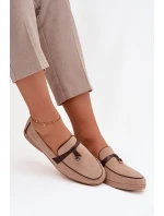 Mokasyny Loafersy Dámské Z Eko Zamszu Béžové Darwen Mokasyny Loafersy Dámské Z Eko Zamszu Béžové Darwen