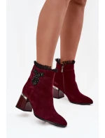 Dámske členkové topánky D&A z prírodného semišu - bordová Dámske členkové topánky D&A z prírodného semišu - bordová