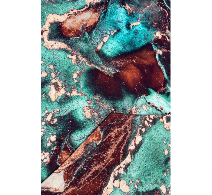 Dámska mikina s tyrkysovo-hnedým mramorovým vzorom as kapucňou 390-2