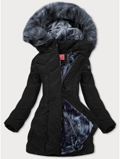 Čierna zimná dámska bunda s kapucňou (M-21308)