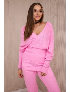 Dvojdielny sveterový set svetlo ružový