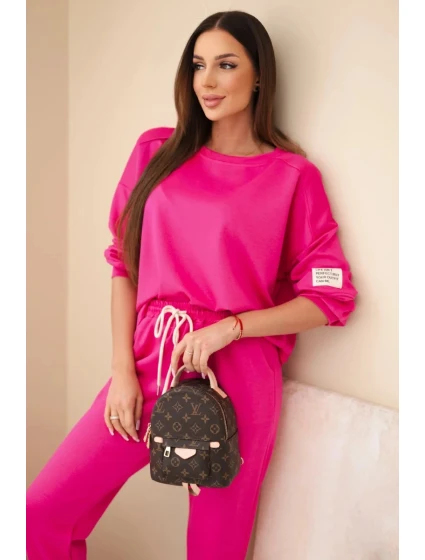 Súprava tepláky + nohavice maslová látka fuchsiová