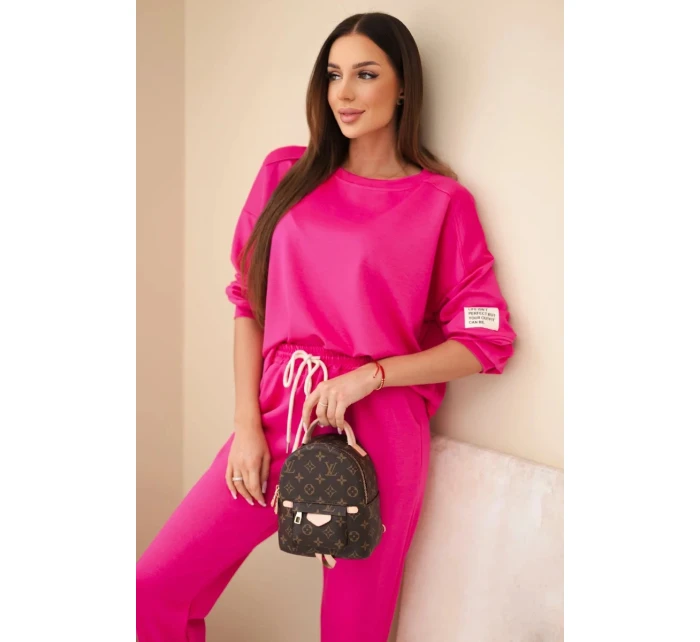 Súprava tepláky + nohavice maslová látka fuchsiová