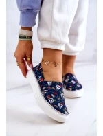 Damskie Tenisówki Slip On Memory Foam Big Star JJ276016 Granatowe