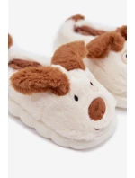 Dětské chlupaté bačkory pejskové hnědé Farnise