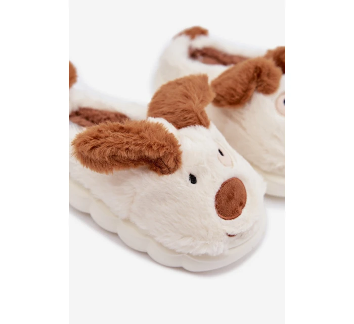 Dětské chlupaté bačkory pejskové hnědé Farnise