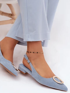 Dámské sandály na ploché podrážce s ozdobou modré Sparkle