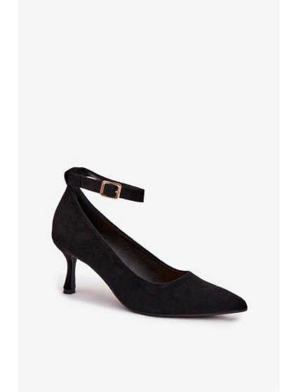 Eko semišové lodičky Devoria - čierne Eko semišové lodičky Devoria - čierne