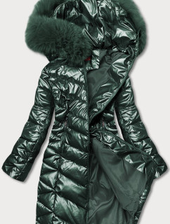 Zelená dámska zimná bunda s kapucňou (TY037-38)