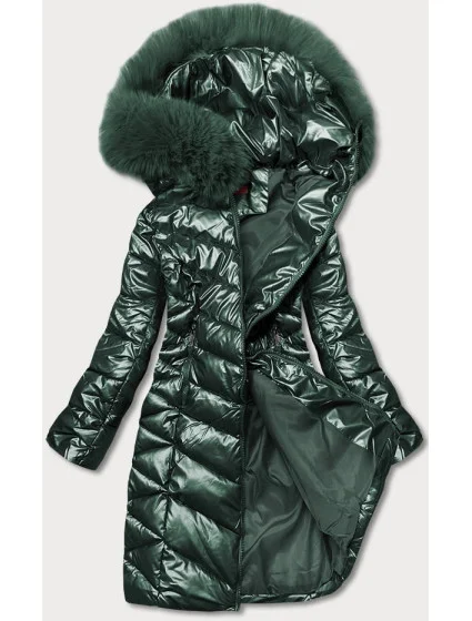 ZIMOWA KURTKA DAMSKA Z KAPTUREM ZIELONA model 21244651 - YES!PINK