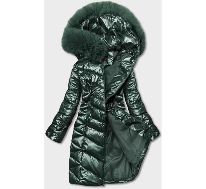 ZIMOWA KURTKA DAMSKA Z KAPTUREM ZIELONA model 21244651 - YES!PINK