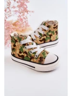 Dětské vysoké tenisky s zipem Béžová a zelená Filemon