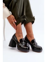 Lakované dámské polobotky na podpatku černé D&A model 21655795 - S.Barski