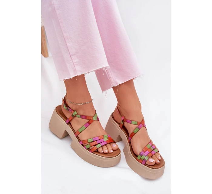 Skórzane Sandały Damskie Maciejka 06990-39 Multikolor