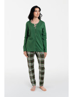 Dámske pyžamo Asama s dlhými rukávmi a dlhými nohavicami - zelené/potlač