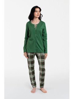 Dámske pyžamo Asama s dlhými rukávmi a dlhými nohavicami - zelené/potlač