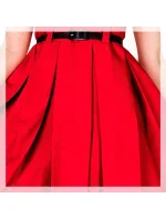 Dámské společenské šaty se a páskem středně dlouhé červené Červená  model 15042335 - numoco