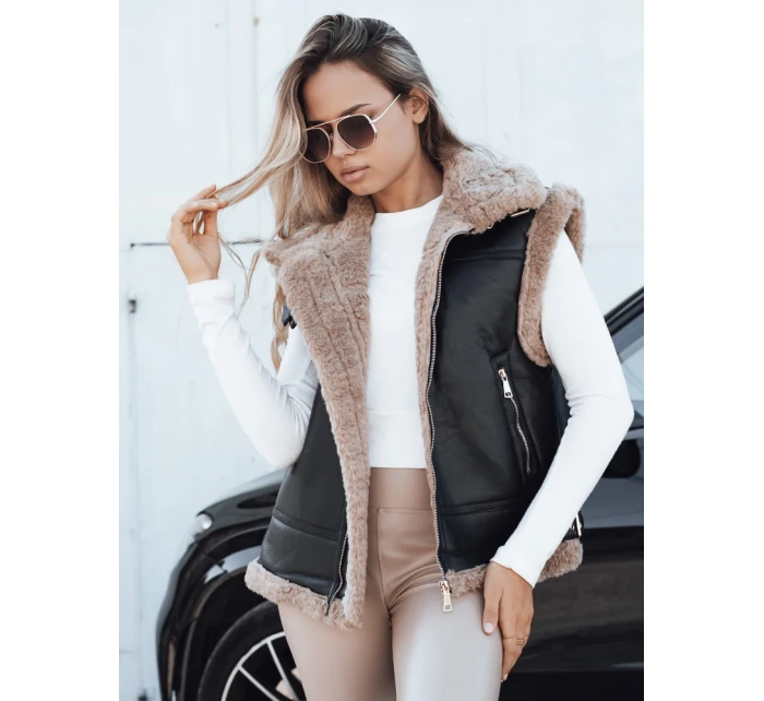 Dámská kožená vesta s ovčí kůží černá Dstreet model 21993168 - FashionStreet