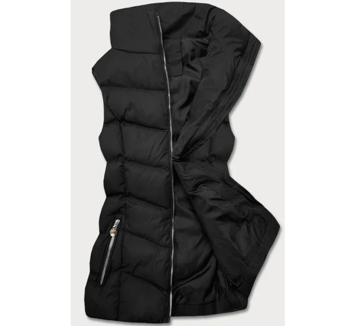 Čierna páperová dámska vesta (5M719-392)